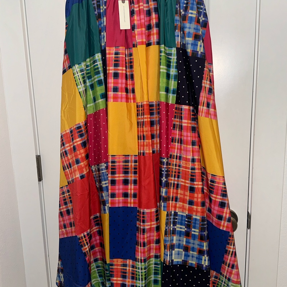 Anthropologie Maeve Madras Tiered A-Line Maxi Skirt